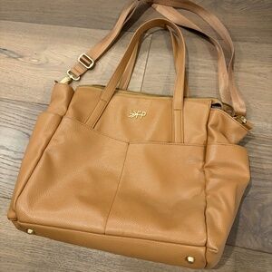 Freshly Picked Classic Water Repellent Faux Leather Diaper Tote in Butterscotch